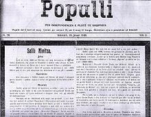 18 January 1919, was published the first number of “Populli” newspaper in Shkodra