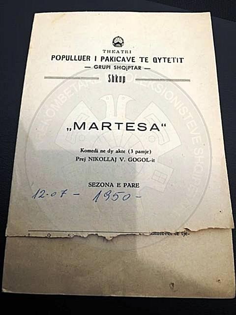 25 February 1946, premiere at Kosovo Theater, of the comedy “Martesa”