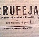 9 Mars 1923, doli në Tiranë numri i parë i gazetës “Rrufeja”