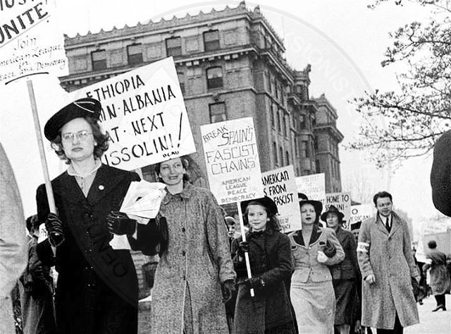 16 April 1939, protest rally in Boston against the fascist invasion of Albania