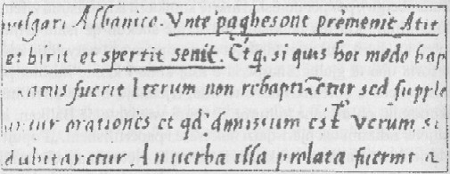 8th November 1462, the first document in Albanian language “The formula of Baptism”